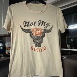 Cream Graphic Tee with Bull Design
